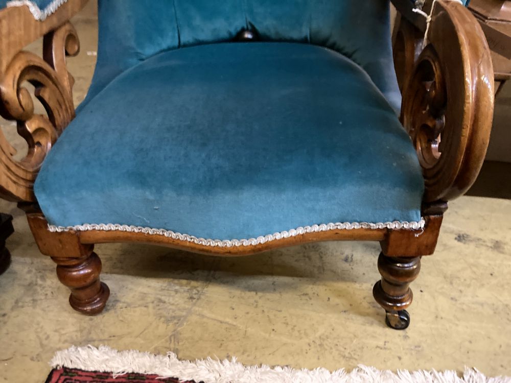 A Victorian mahogany button back back armchair